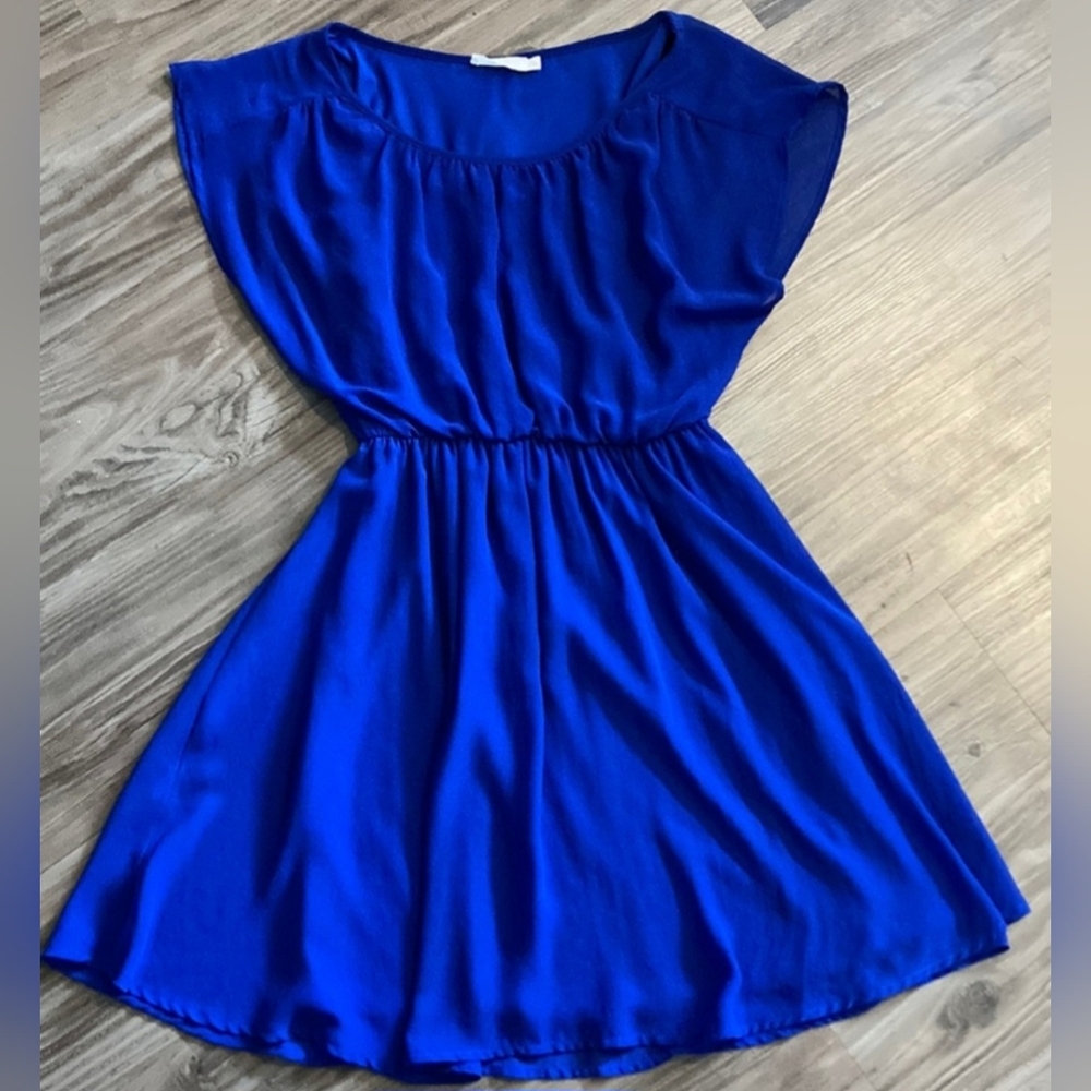 Lush Blue Scoop Neck Mini Dress Women's M